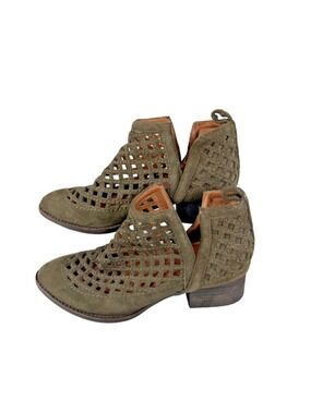 Jeffrey Campbell Taggart Ankle Booties 7 Suede Leather Boho Grunge